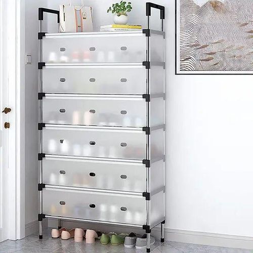 Smart multi-layered shoe cabinet with a closed design for hygiene