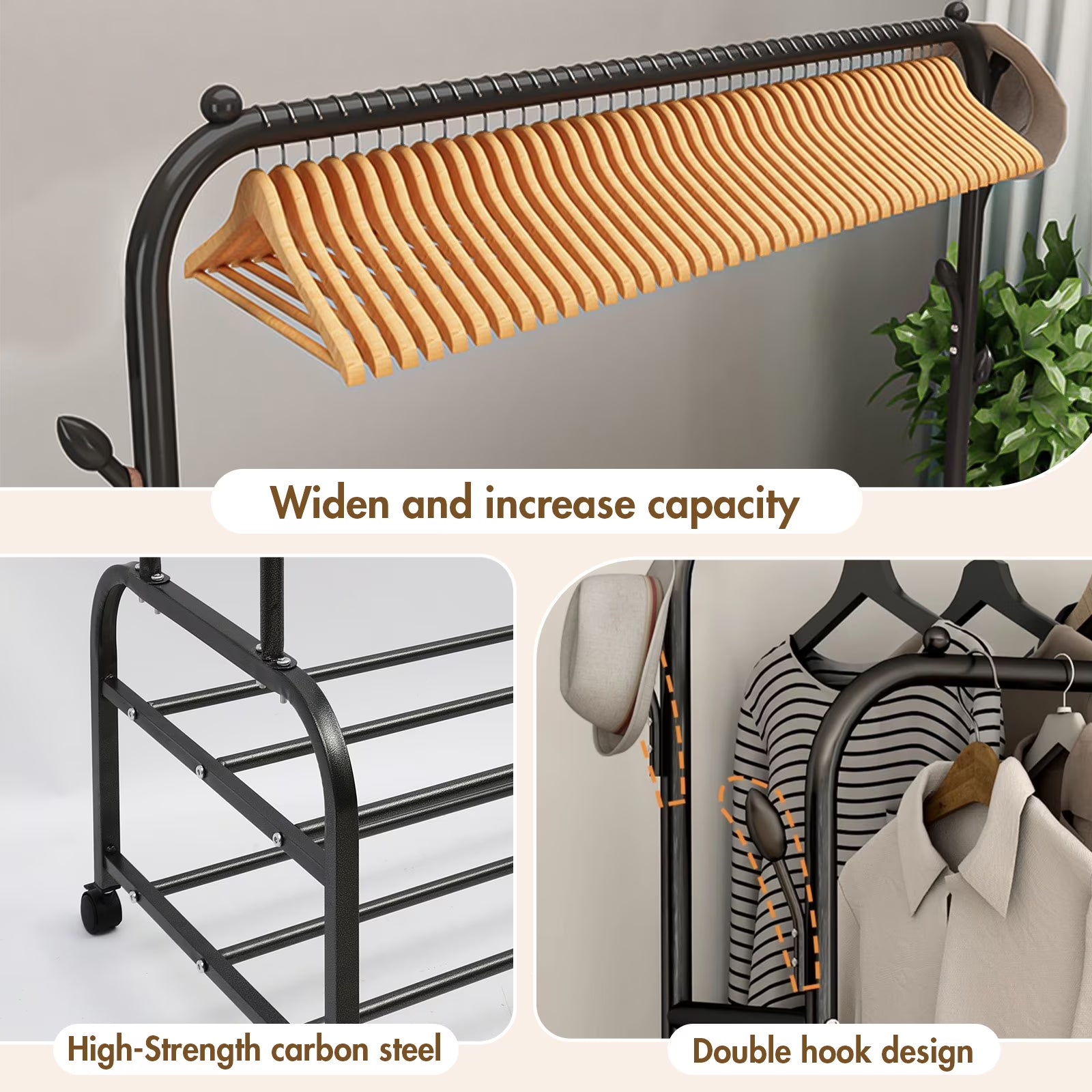 2-in-1 Portable Wardrobe for Organizing Clothes and Shoes