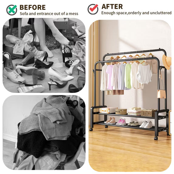 2-in-1 Portable Wardrobe for Organizing Clothes and Shoes